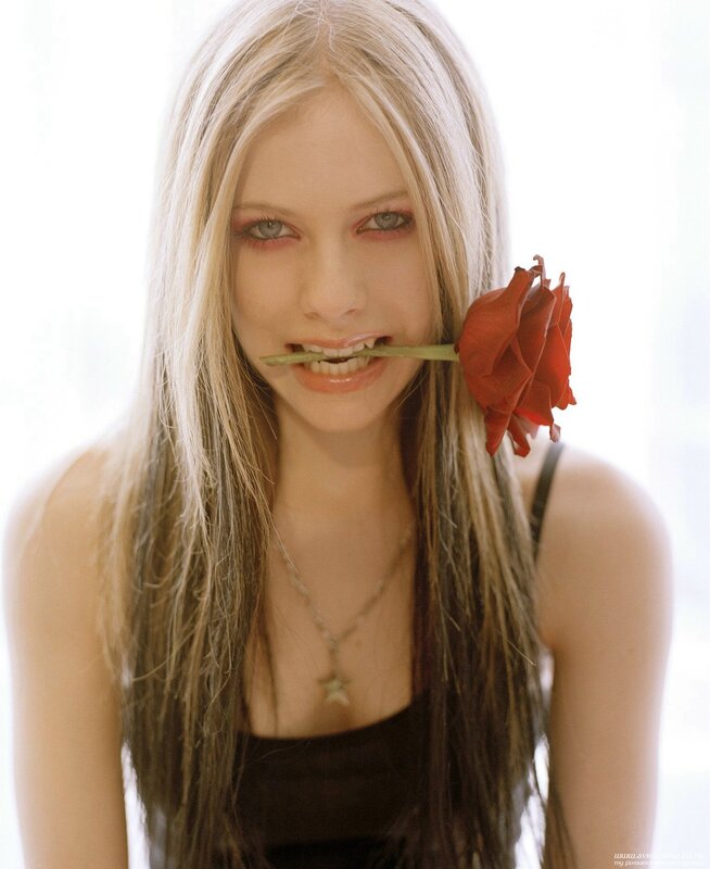 Avril Lavigne with rose