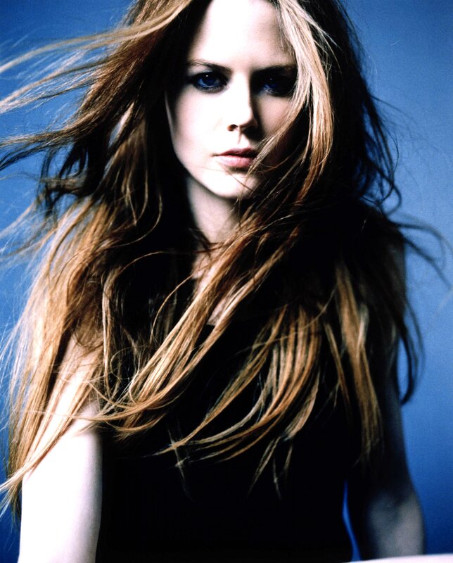 Avril Lavigne with wind-blown hair