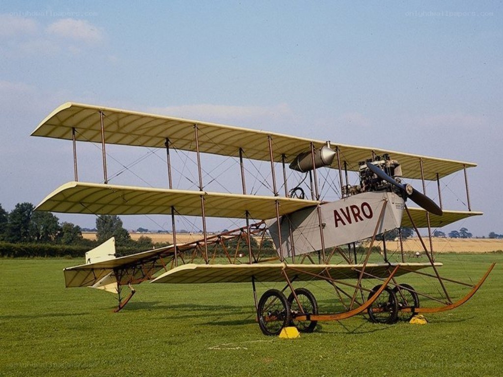 Avro biplane on grass field