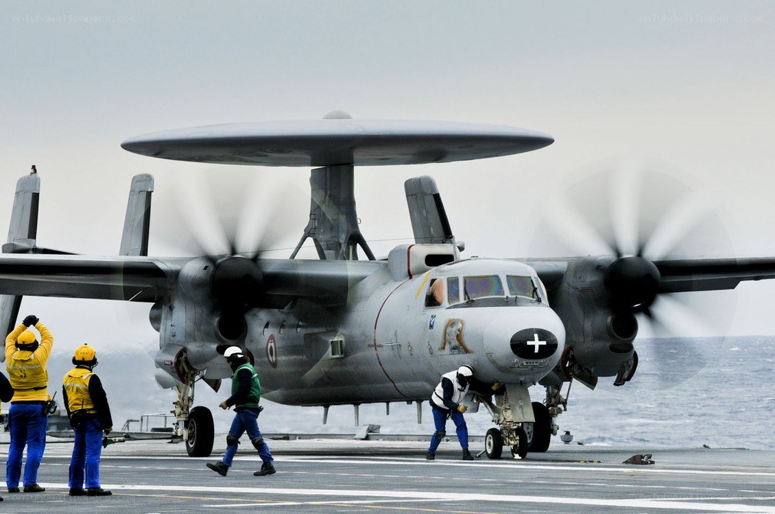 AWACS aircraft on carrier deck