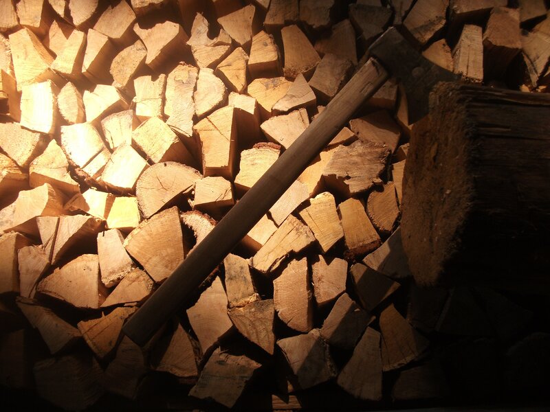 Axe on Firewood Pile