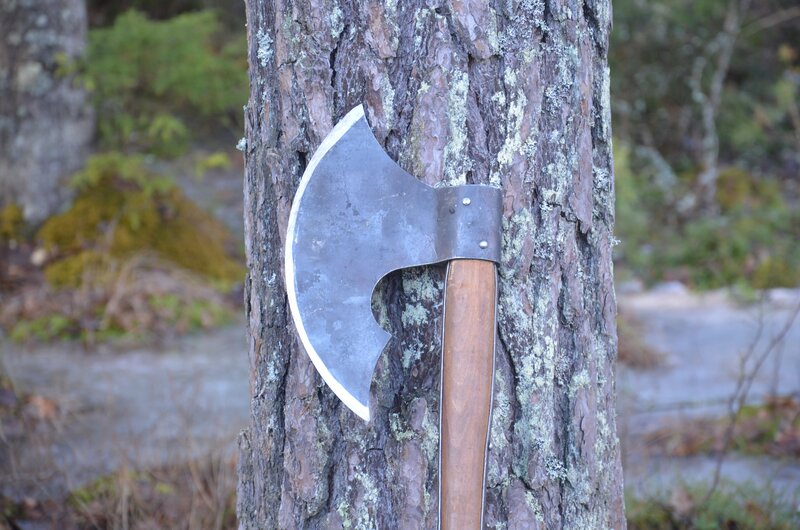 Axe stuck in a tree