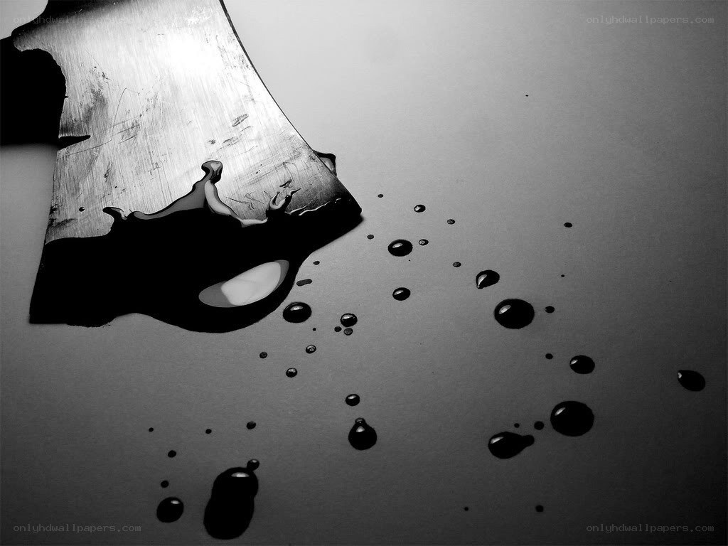 Axe with liquid droplets