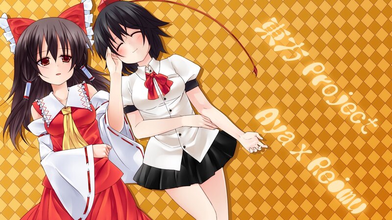 Aya and Reimu in school uniforms