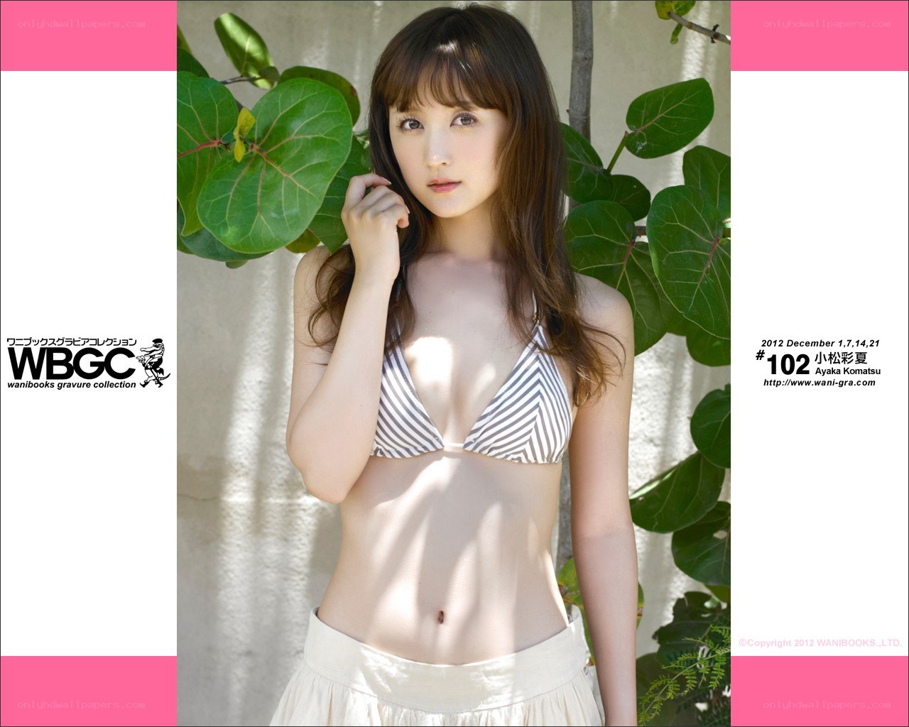 Ayaka Komatsu in striped bikini