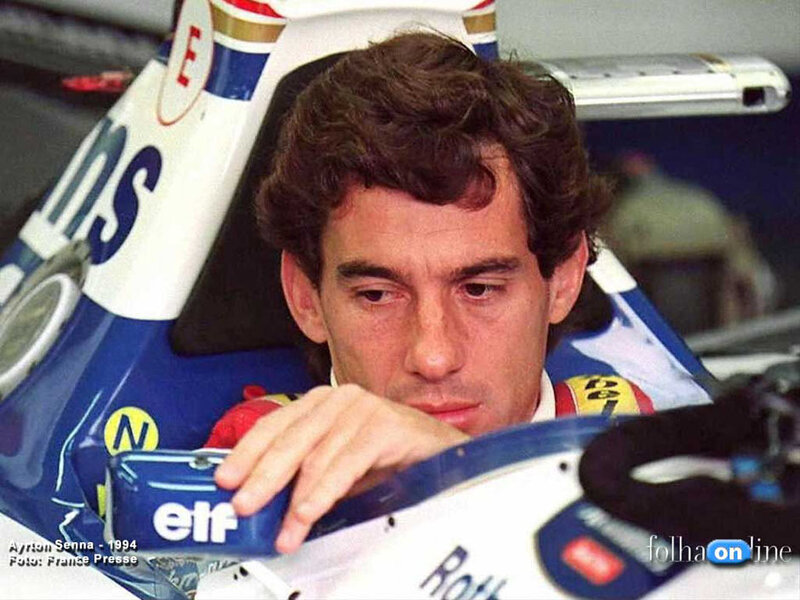 Ayrton Senna in his race car