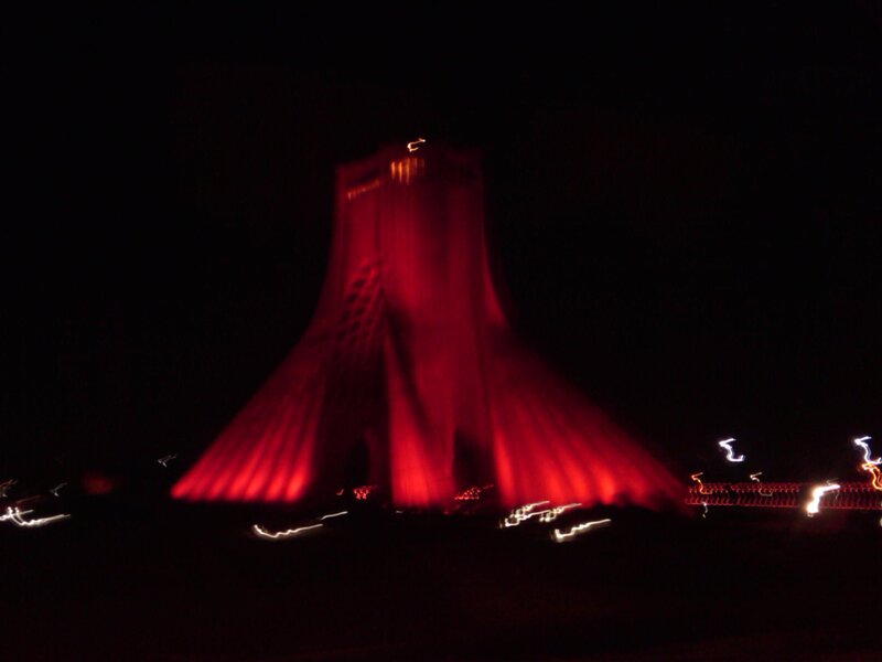 Azadi Tower at Night — Red