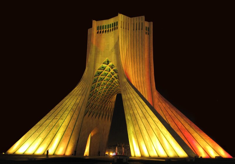 Azadi Tower at Night — Yellow