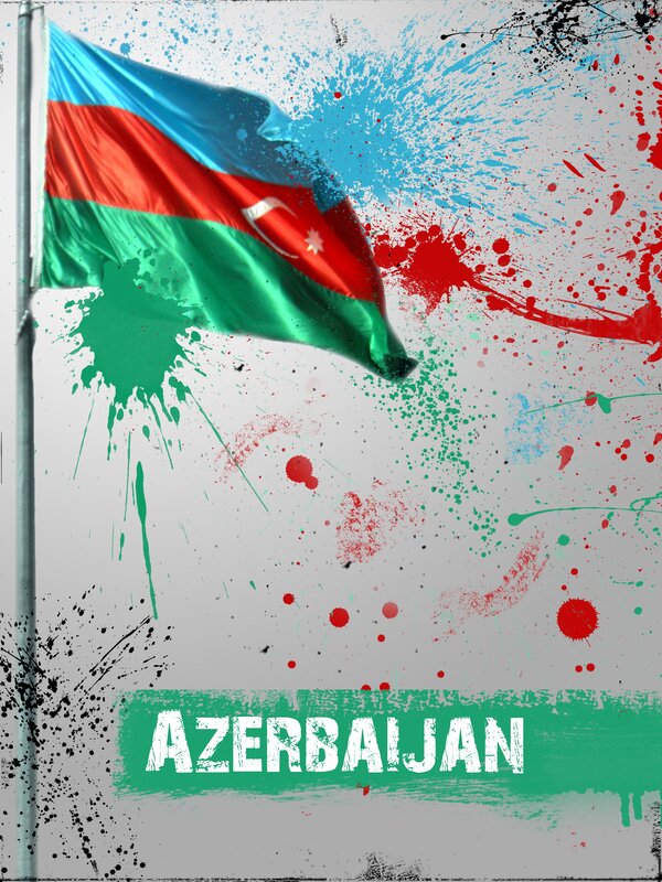 Azerbaijan flag with paint splatters