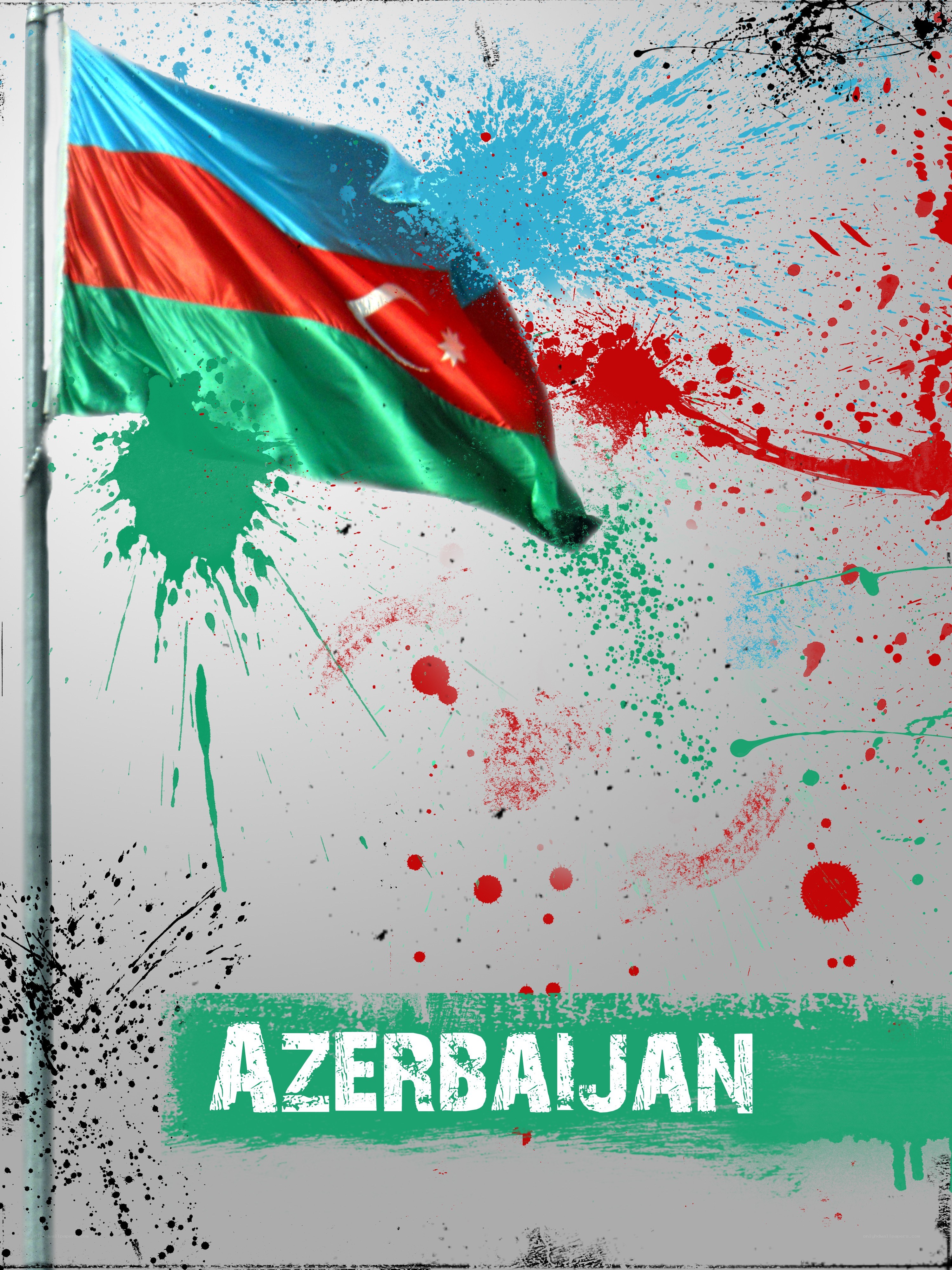 Azerbaijan flag with paint splatters