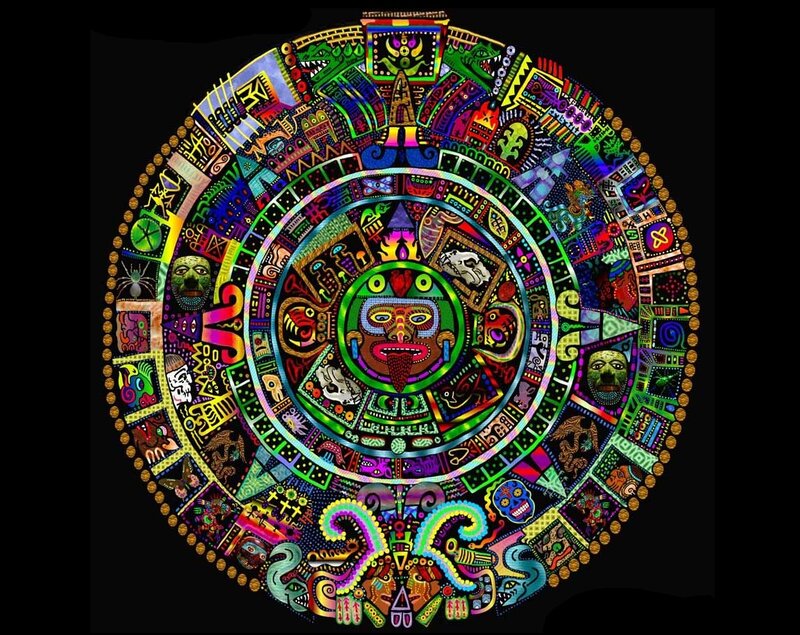 Aztec Calendar Stone — Green