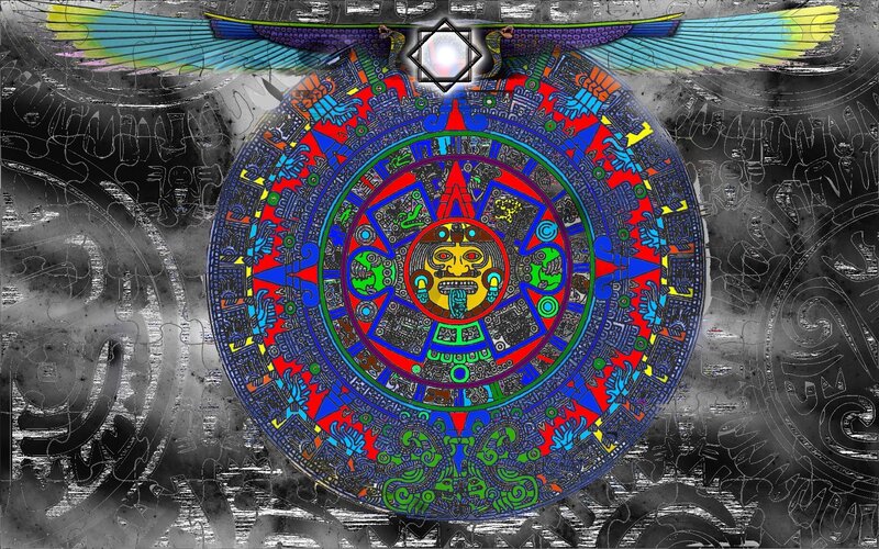 Aztec calendar with eagle
