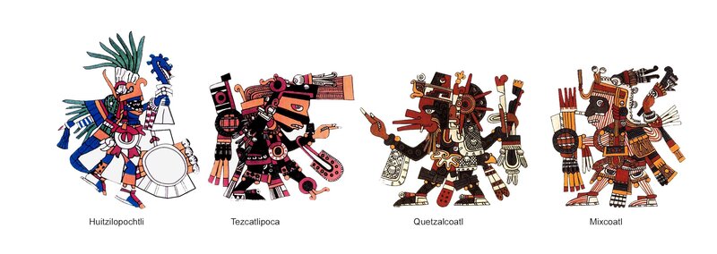 Aztec deities illustration