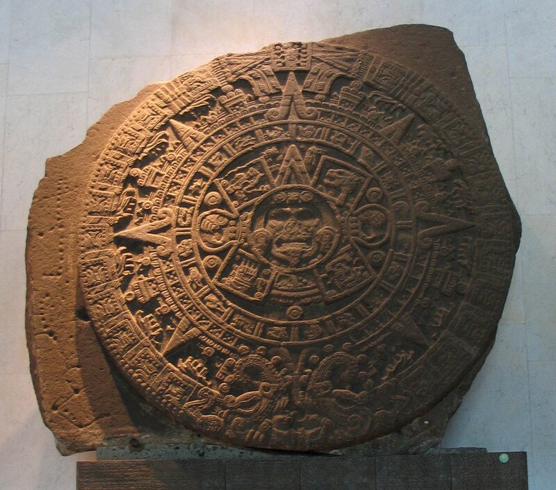 Aztec Sun Stone — Brown, Ancient, Photograph
