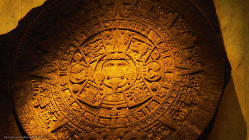 Aztec Sun Stone — Brown, Dramatic, Photograph