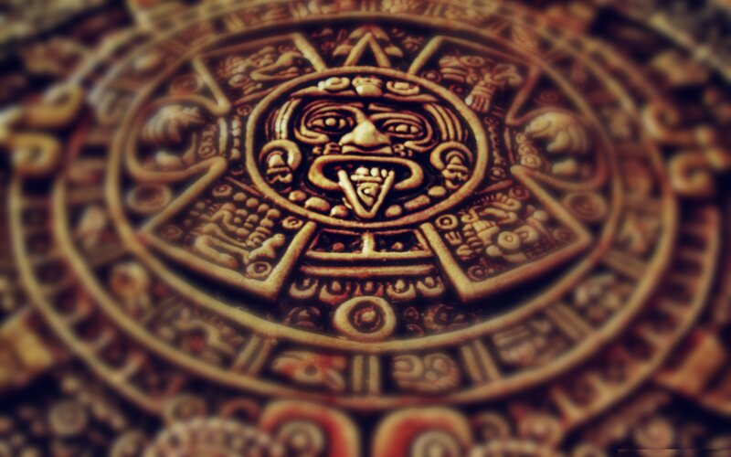 Aztec Sun Stone Carving — Brown, Ancient, Photograph