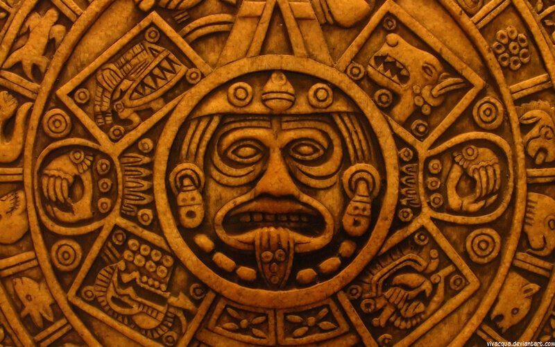 Aztec Sun Stone Carving — Brown, Ancient