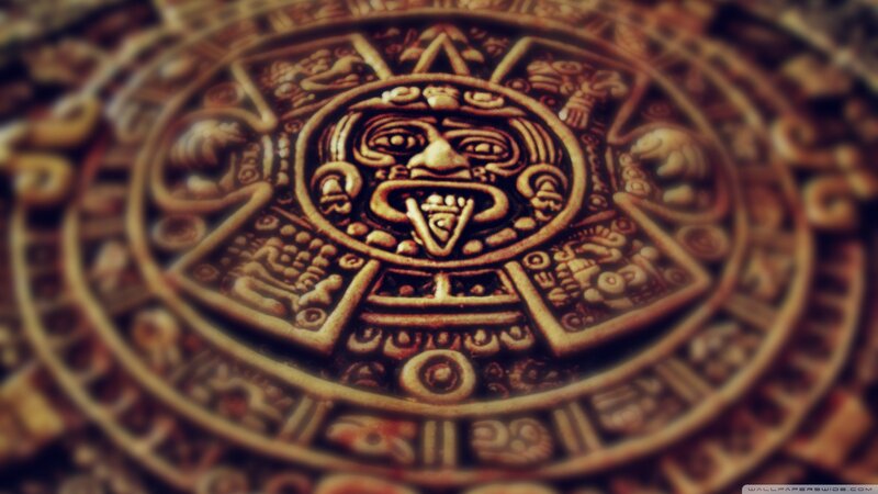Aztec Sun Stone Carving — Brown