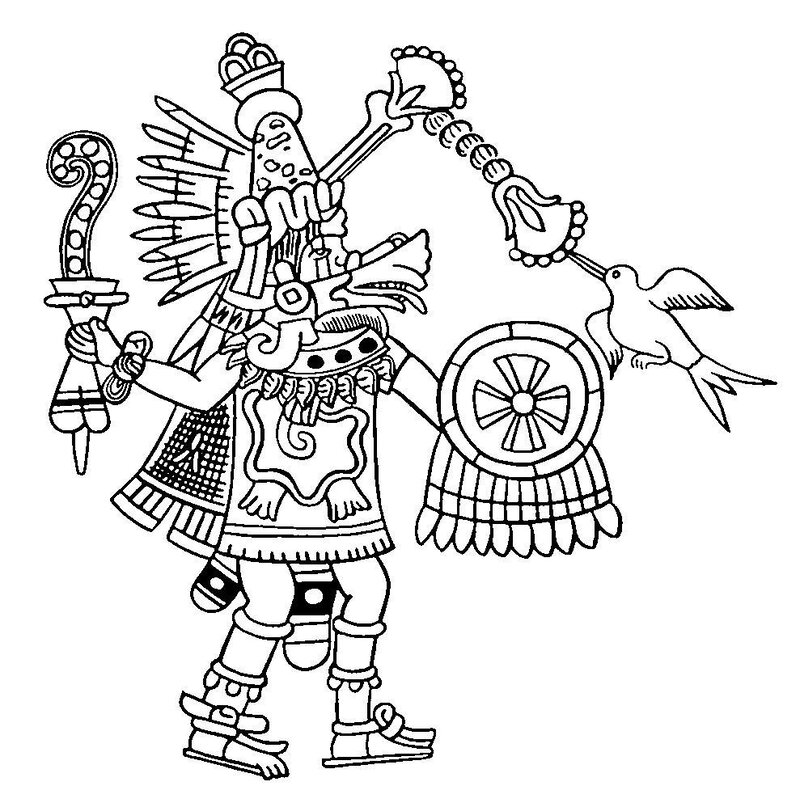 Aztec warrior with weapons