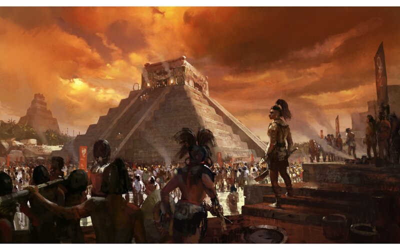 Aztec Warriors at Pyramid