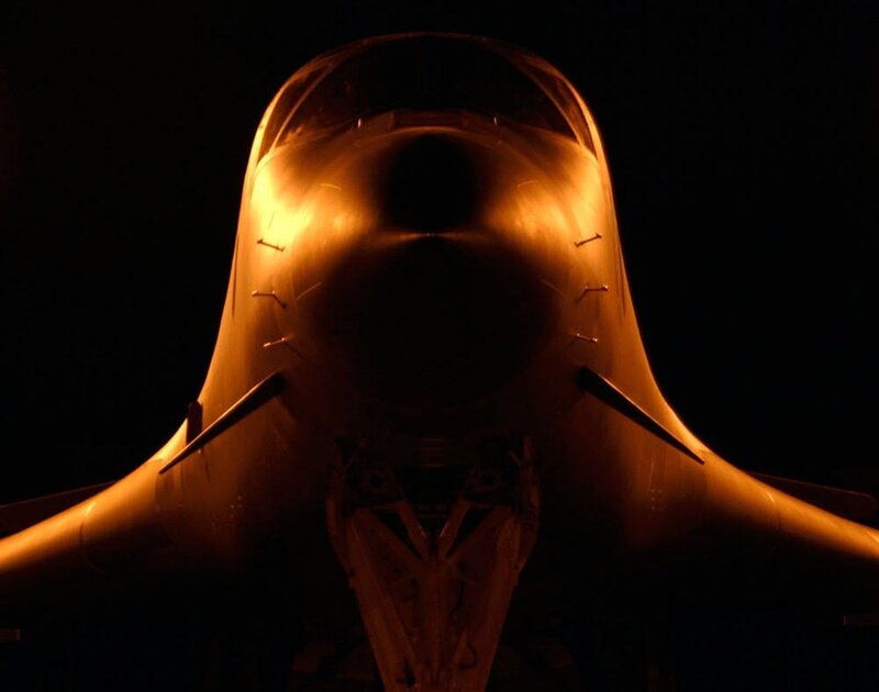 B-1 Lancer bomber at night
