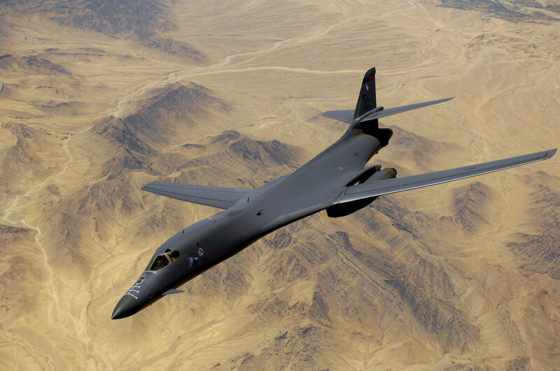 B-1 Lancer Bomber — Gray, Aerial, Photograph