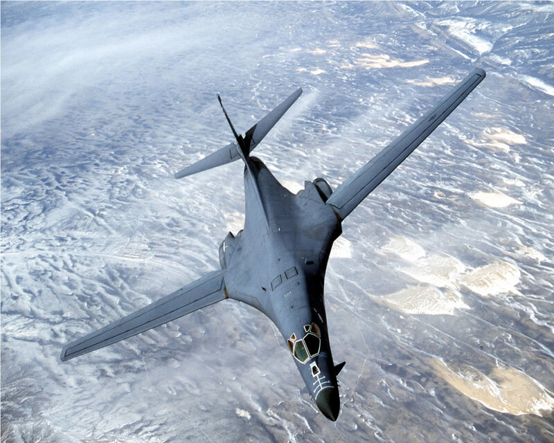 B-1 Lancer Bomber — Gray, Dramatic, Photograph, Aircraft, Clouds, Desert, White