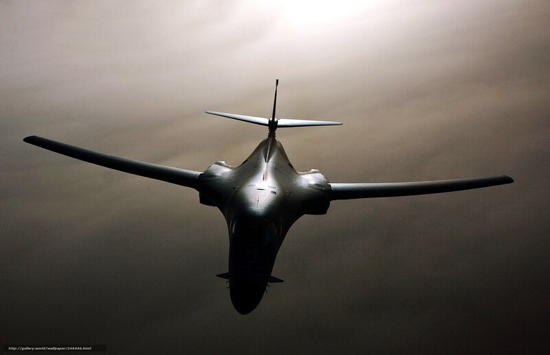 B-1 Lancer Bomber — Gray, Dramatic, Photograph, Aircraft, Sky