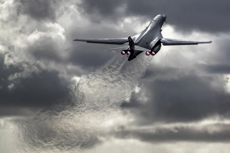 B-1 Lancer Bomber — Gray, Dramatic, Photograph, Clouds