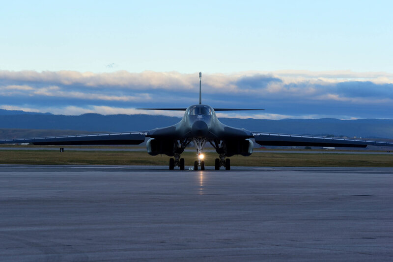 B-1 Lancer Bomber — Gray, Dramatic, Sunset, Photograph