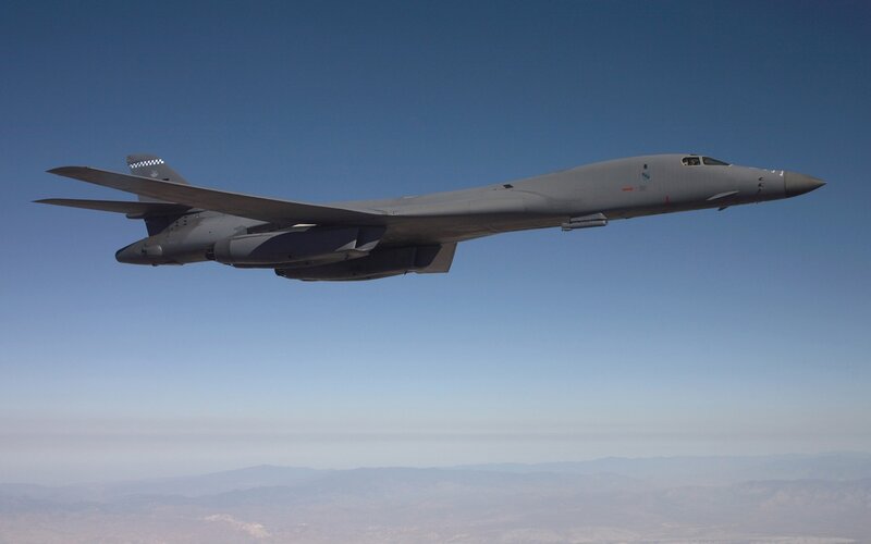 B-1 Lancer Bomber — Gray, Serene, Afternoon, Photograph, Aircraft, Sky