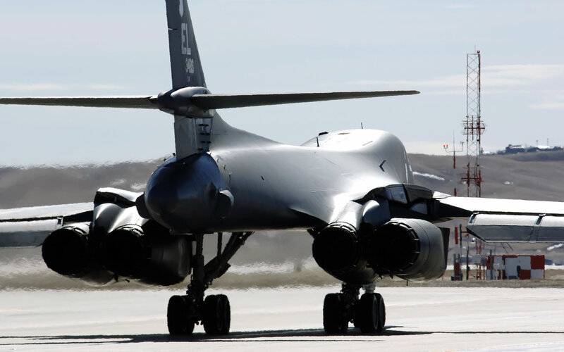 B-1 Lancer bomber on runway
