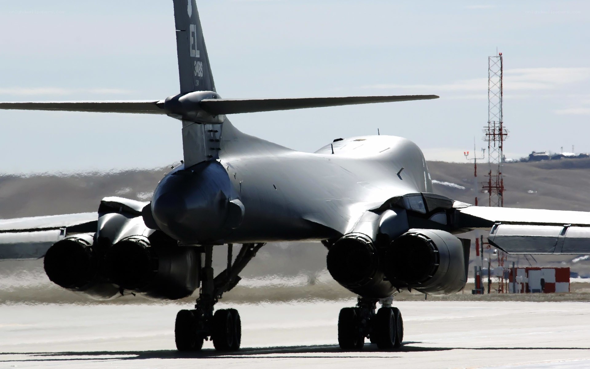 B-1 Lancer bomber on runway