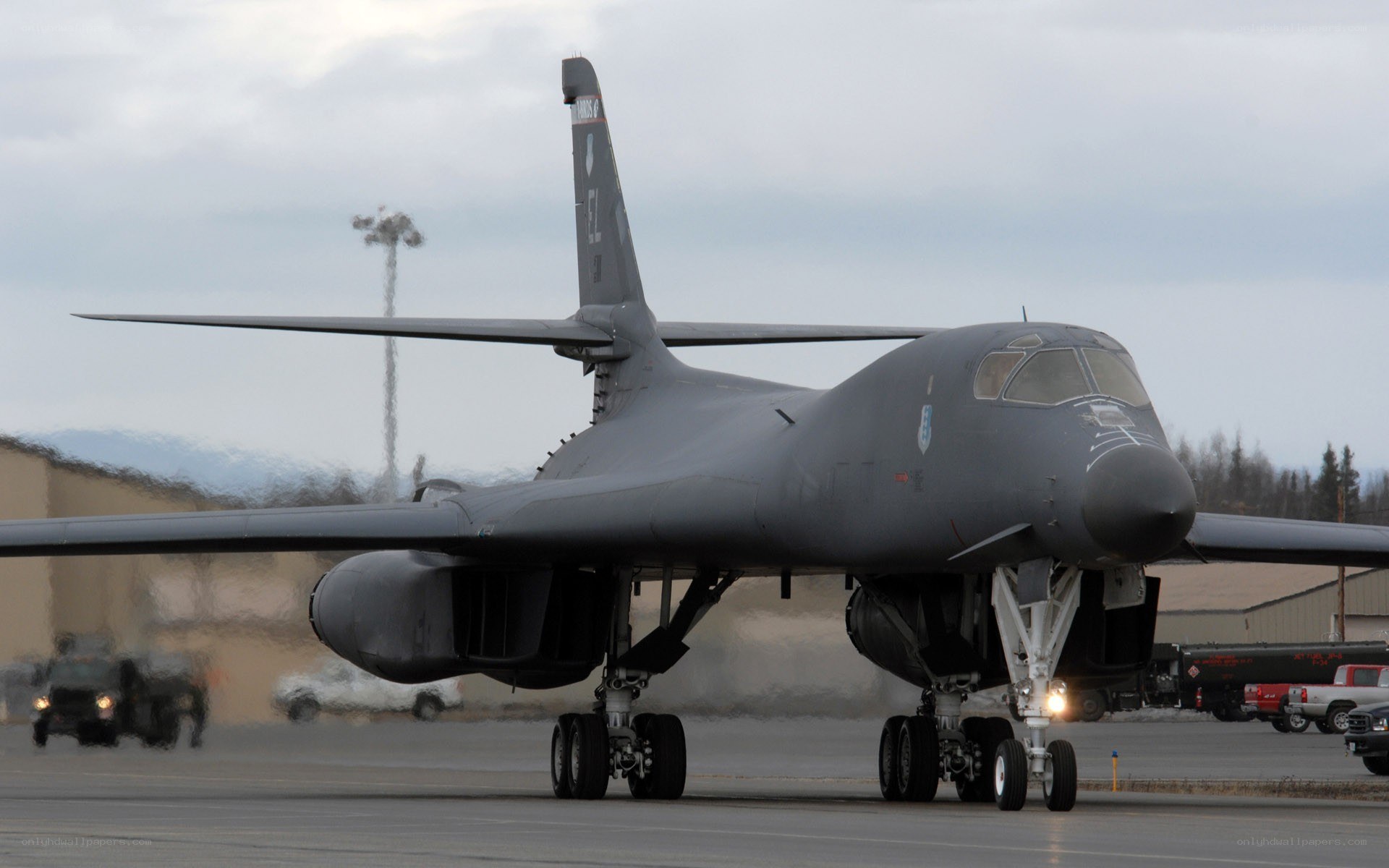 B-1 Lancer bomber on tarmac