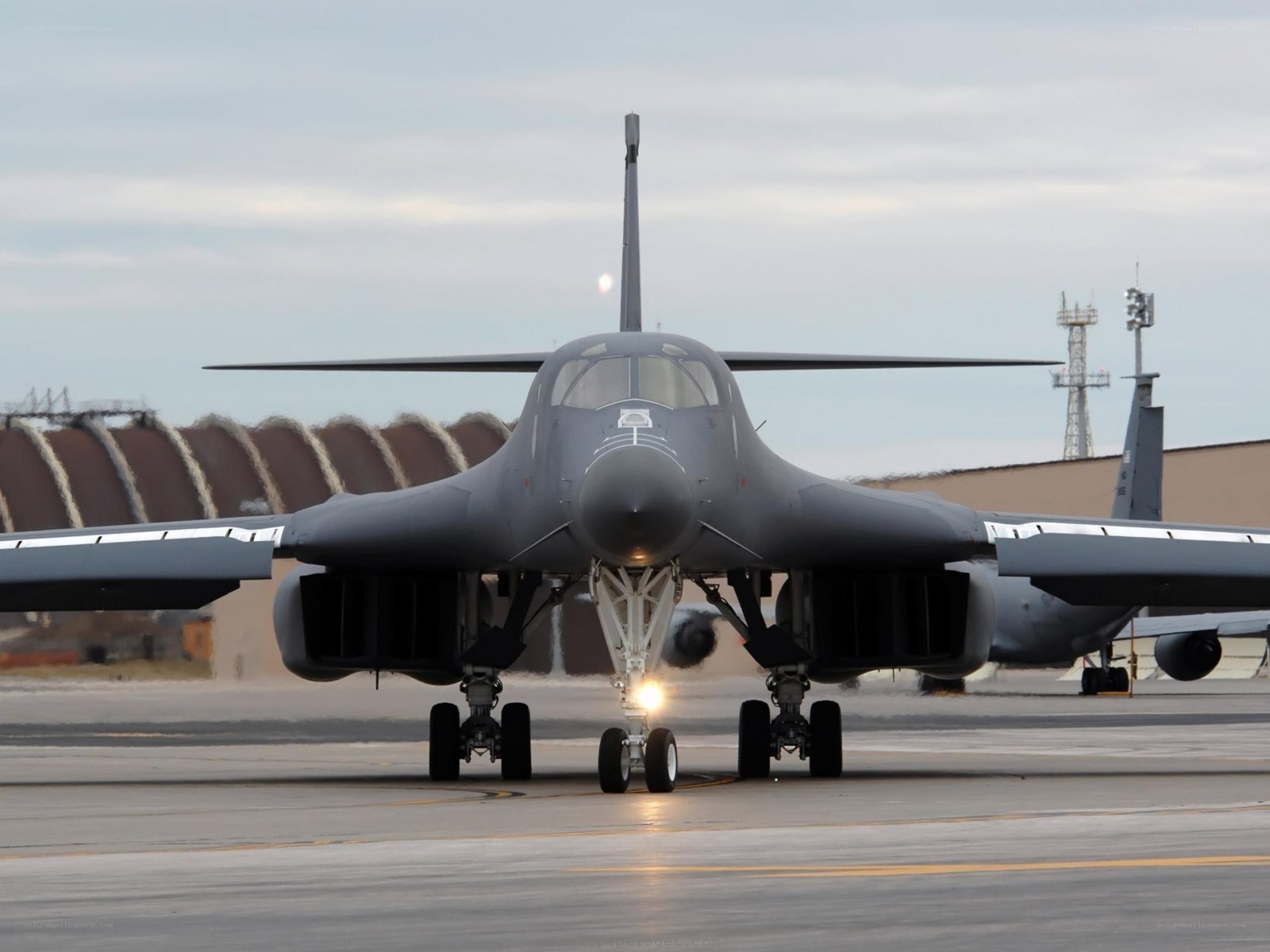 B-1 Lancer bomber on tarmac