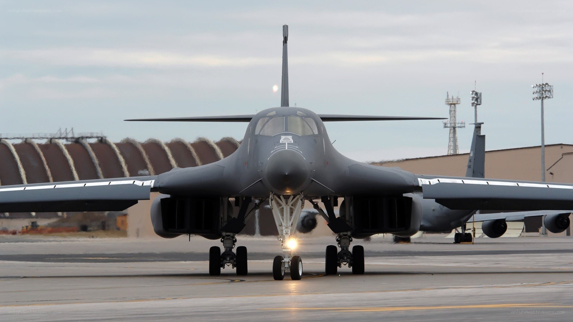 B-1 Lancer bomber on tarmac