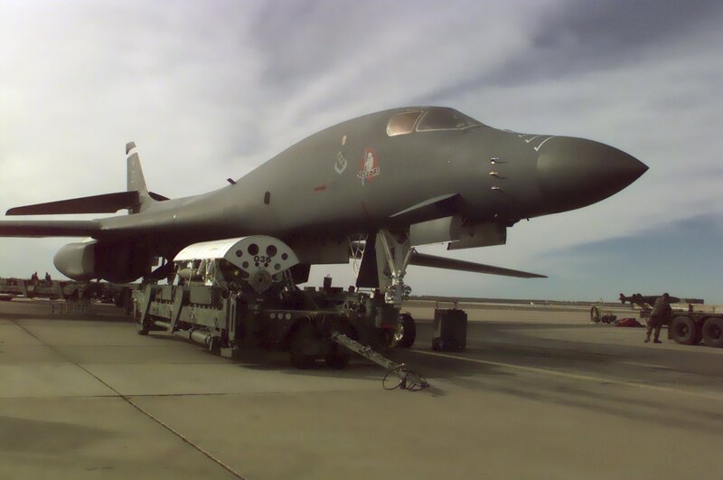 B-1 Lancer bomber on tarmac