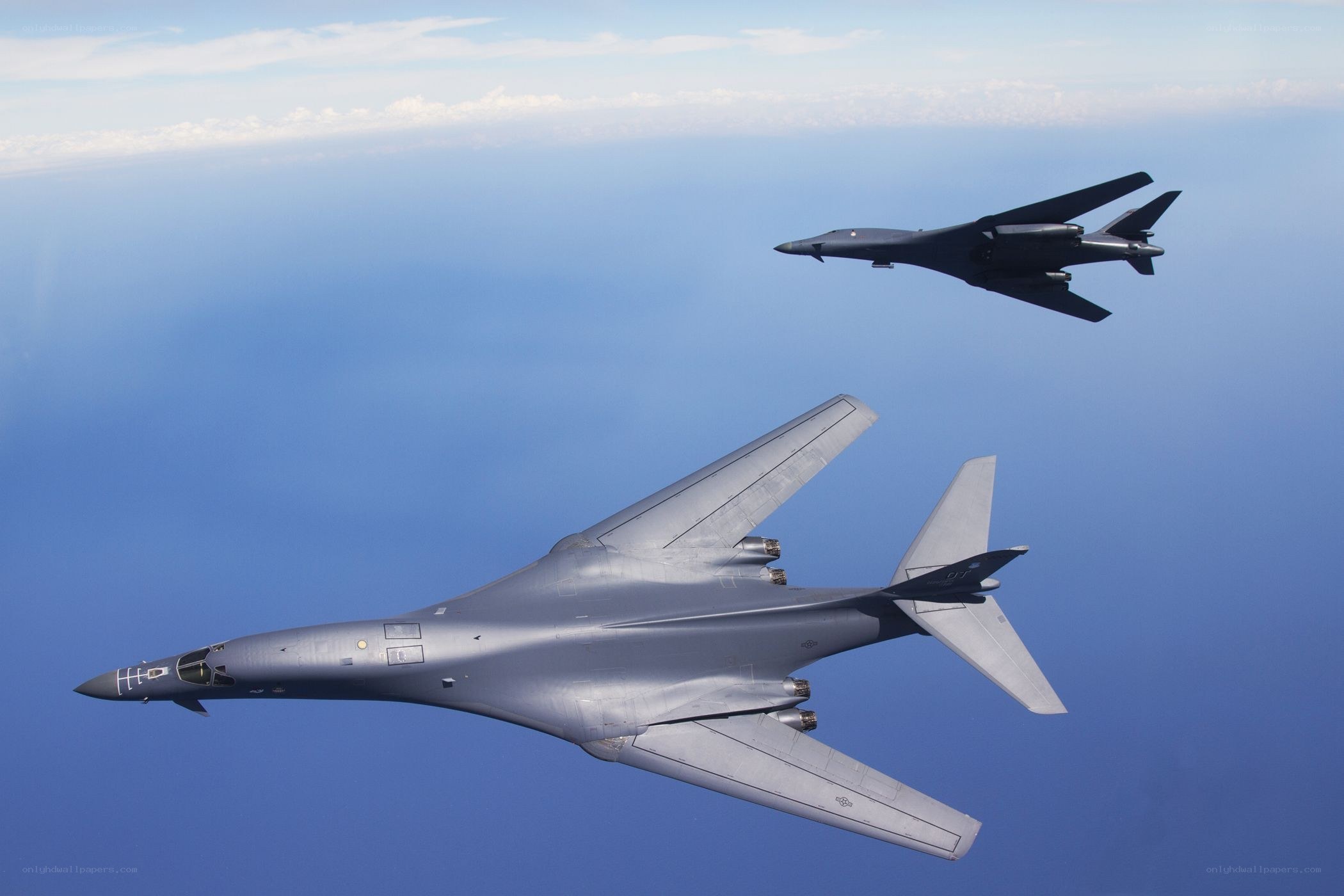 B-1 Lancer bombers in flight