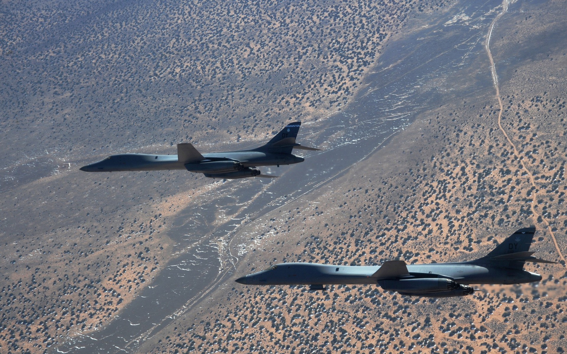 B-1 Lancer bombers in flight