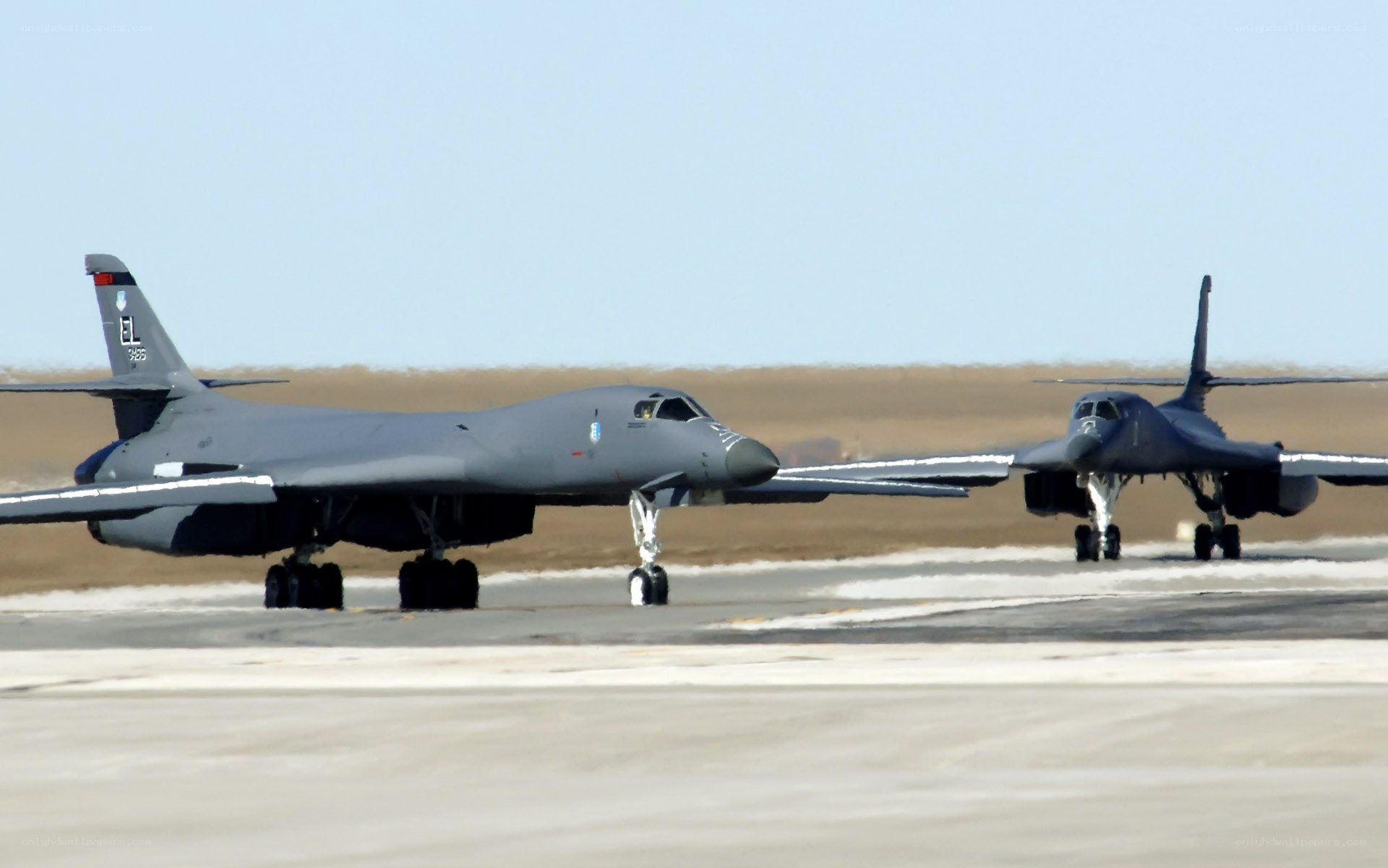B-1 Lancer bombers on runway