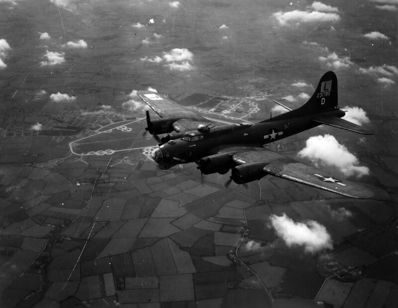 B-17 Bomber Aircraft — Black, Aerial