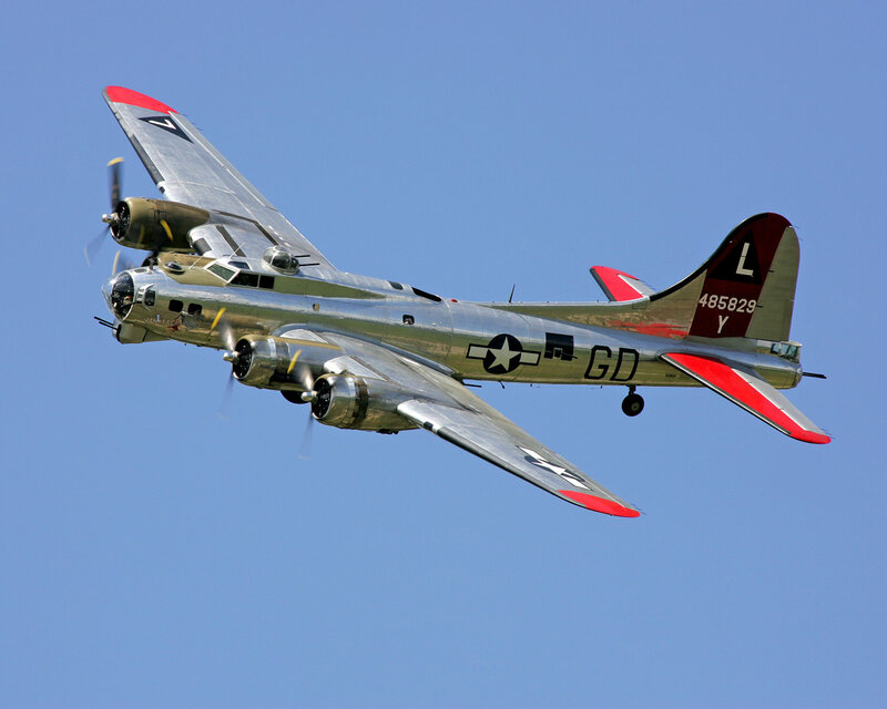 B-17 Bomber Aircraft — Blue, Clear, Afternoon