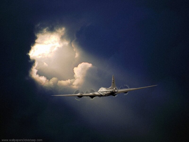 B-17 Bomber Aircraft — Blue, Dramatic, Night