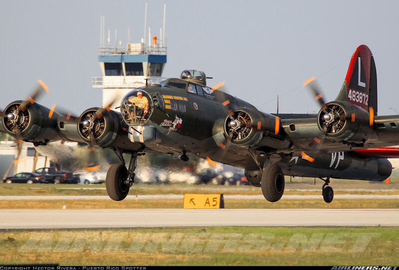B-17 Bomber Aircraft — Gray, Dynamic, Afternoon
