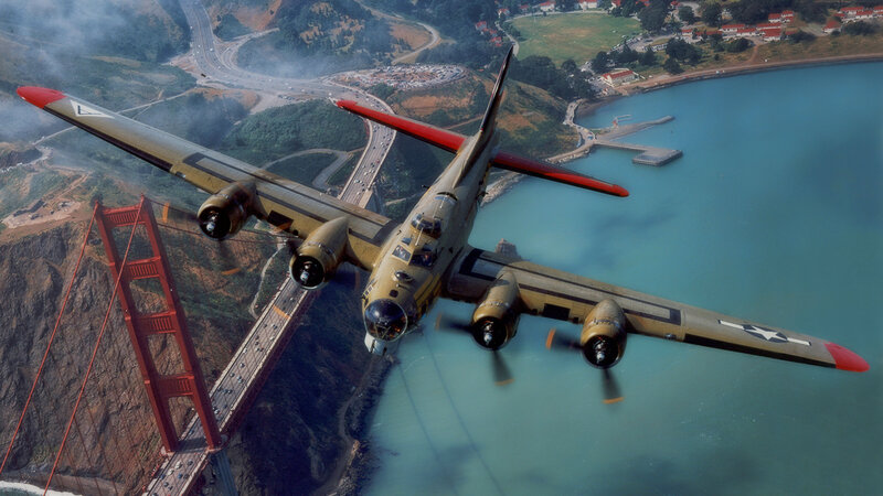 B-17 Bomber Aircraft — Green, Dramatic, Afternoon, Photograph