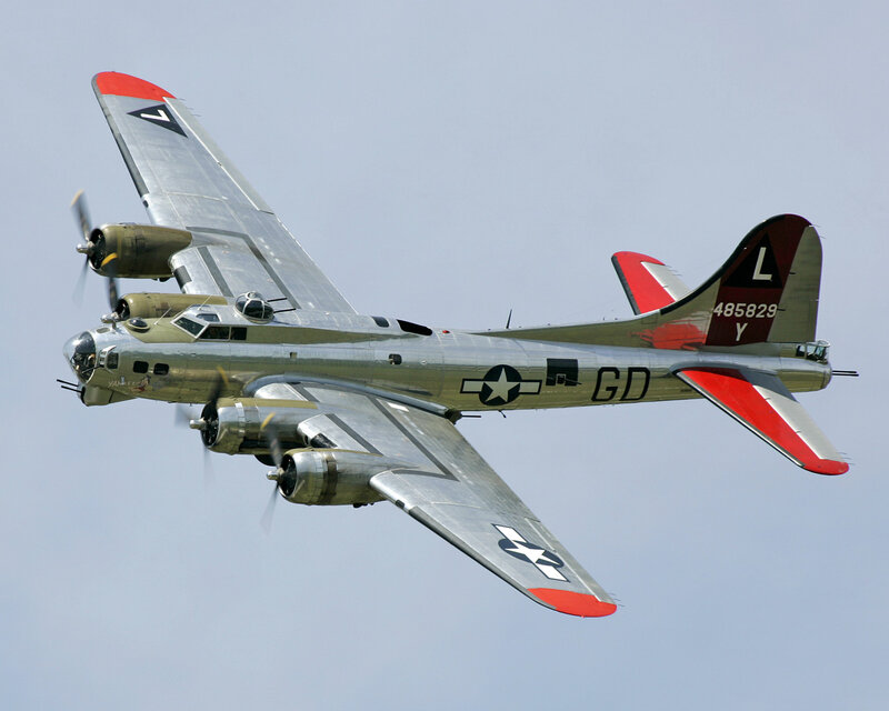 B-17 Bomber Aircraft — Silver, Aerial