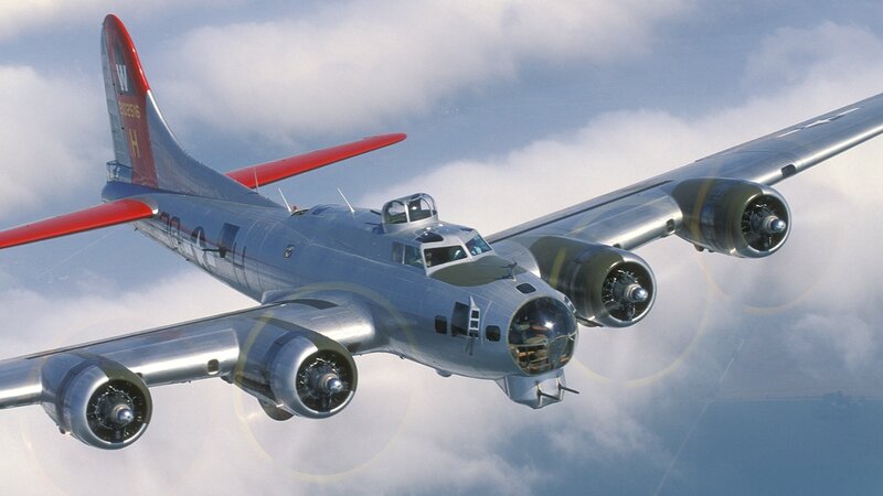 B-17 Bomber Aircraft — Silver, Dramatic, Afternoon