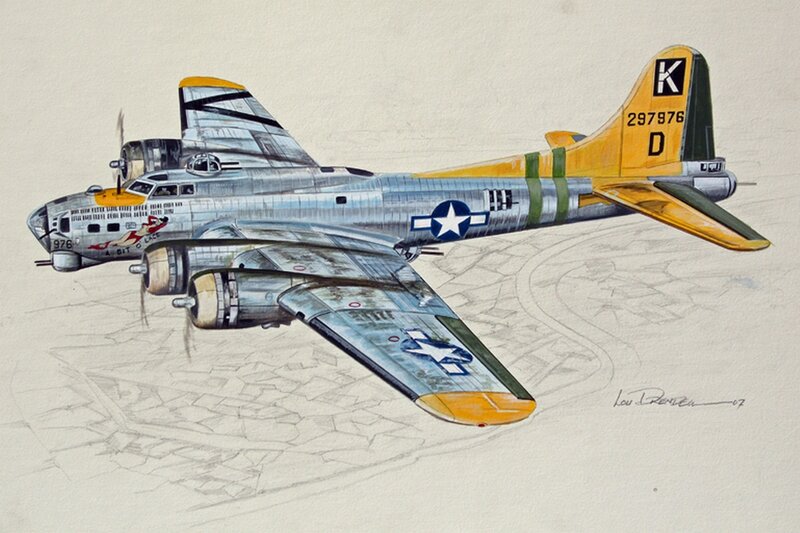 B-17 Bomber Aircraft — Silver, Dramatic, Illustration