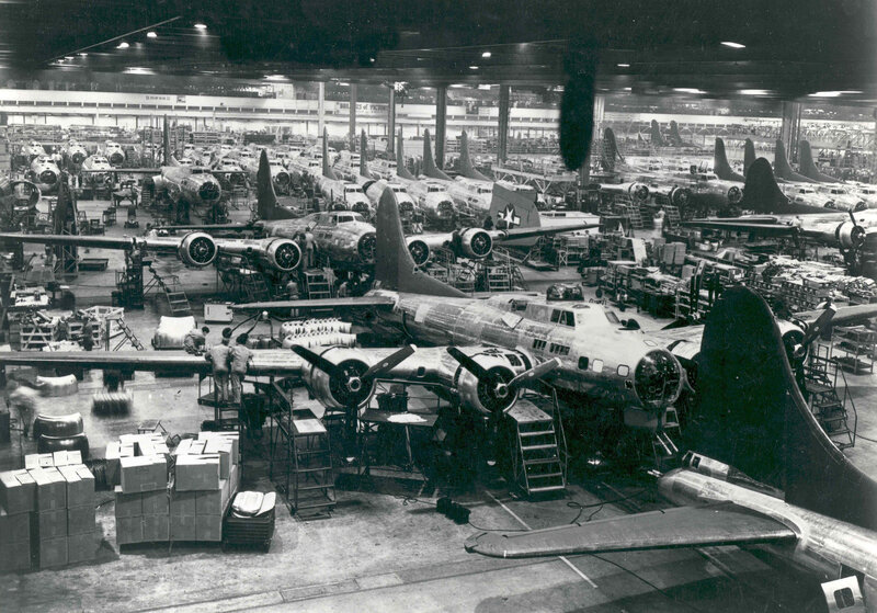 B-17 bomber assembly line
