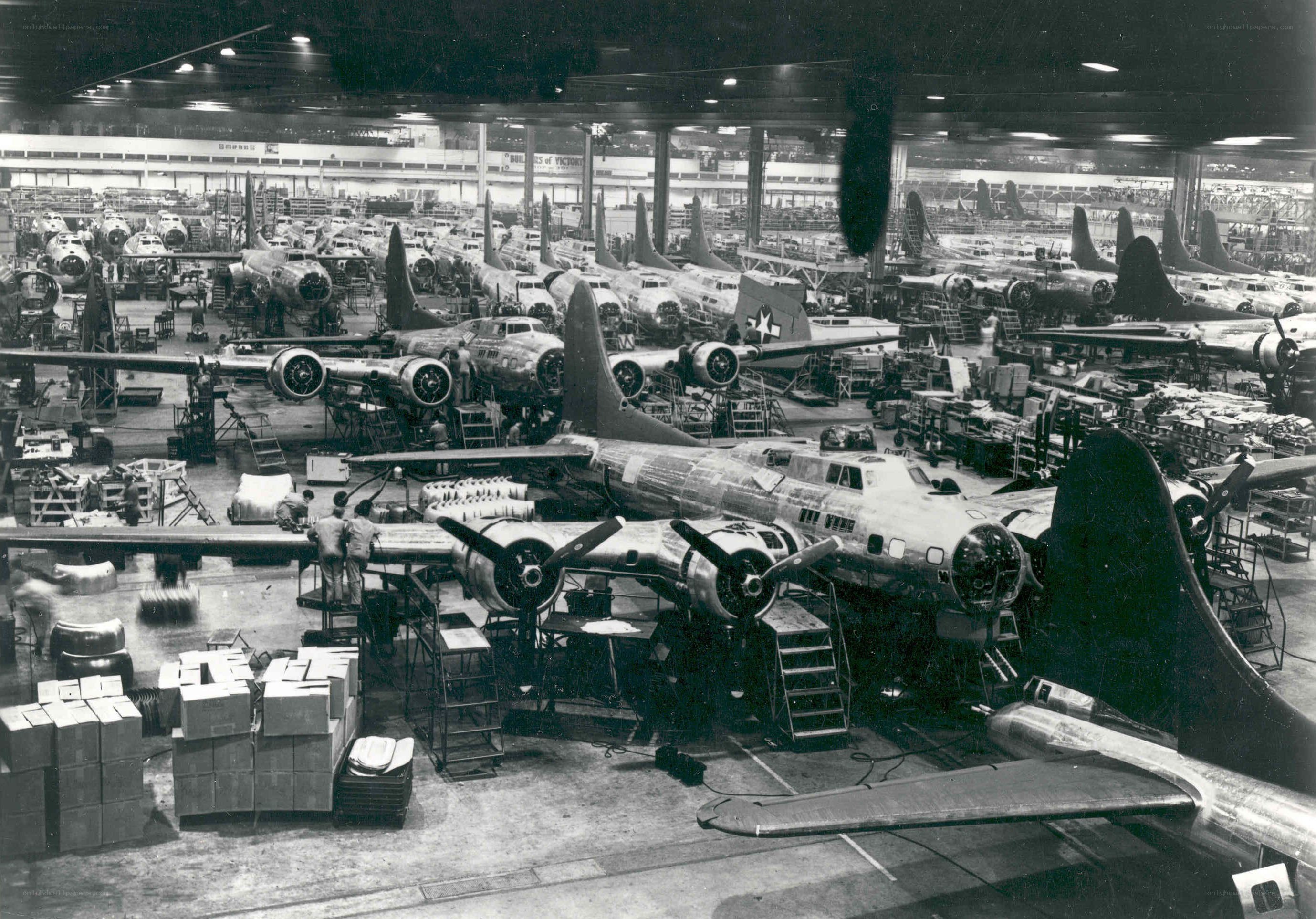 B-17 bomber assembly line